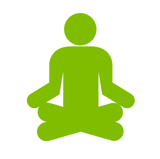 green icon of person meditating 